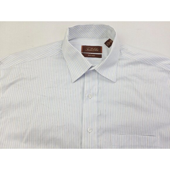 Tasso Elba Spa Iron Free Size 15.5 32-33 Medium Men Blue White Black French Cuff - Picture 10 of 10